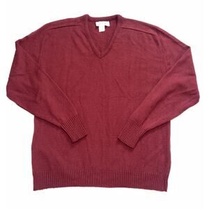 Fall River Knitting Mills Sweater Size XL Maroon Red V-Neck Grandpa VTG 80s USA
